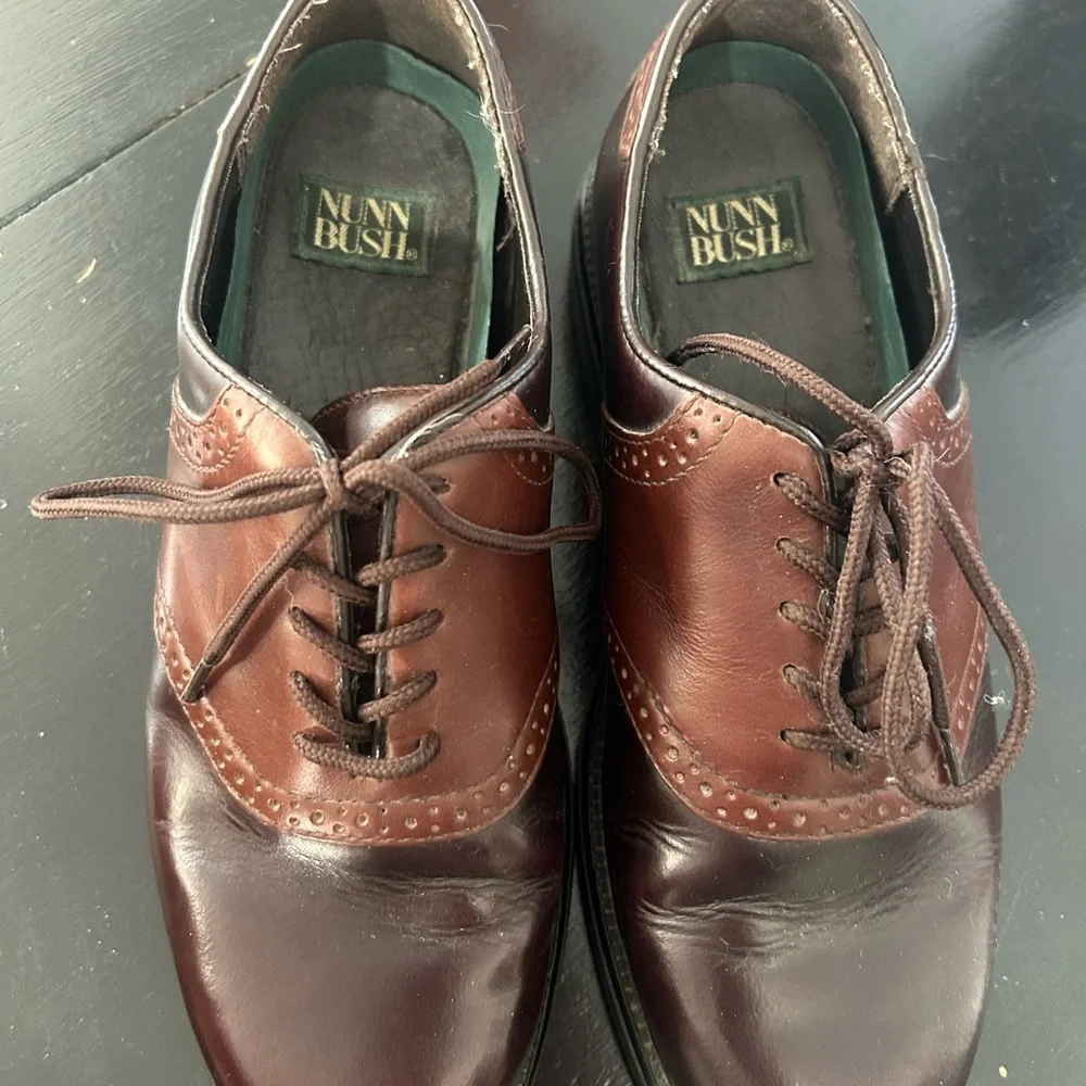 Nunn Bush Oxfords Size 8.5 Brown Leather 81129-51 Brogue Saddle Oxfords Shoes US